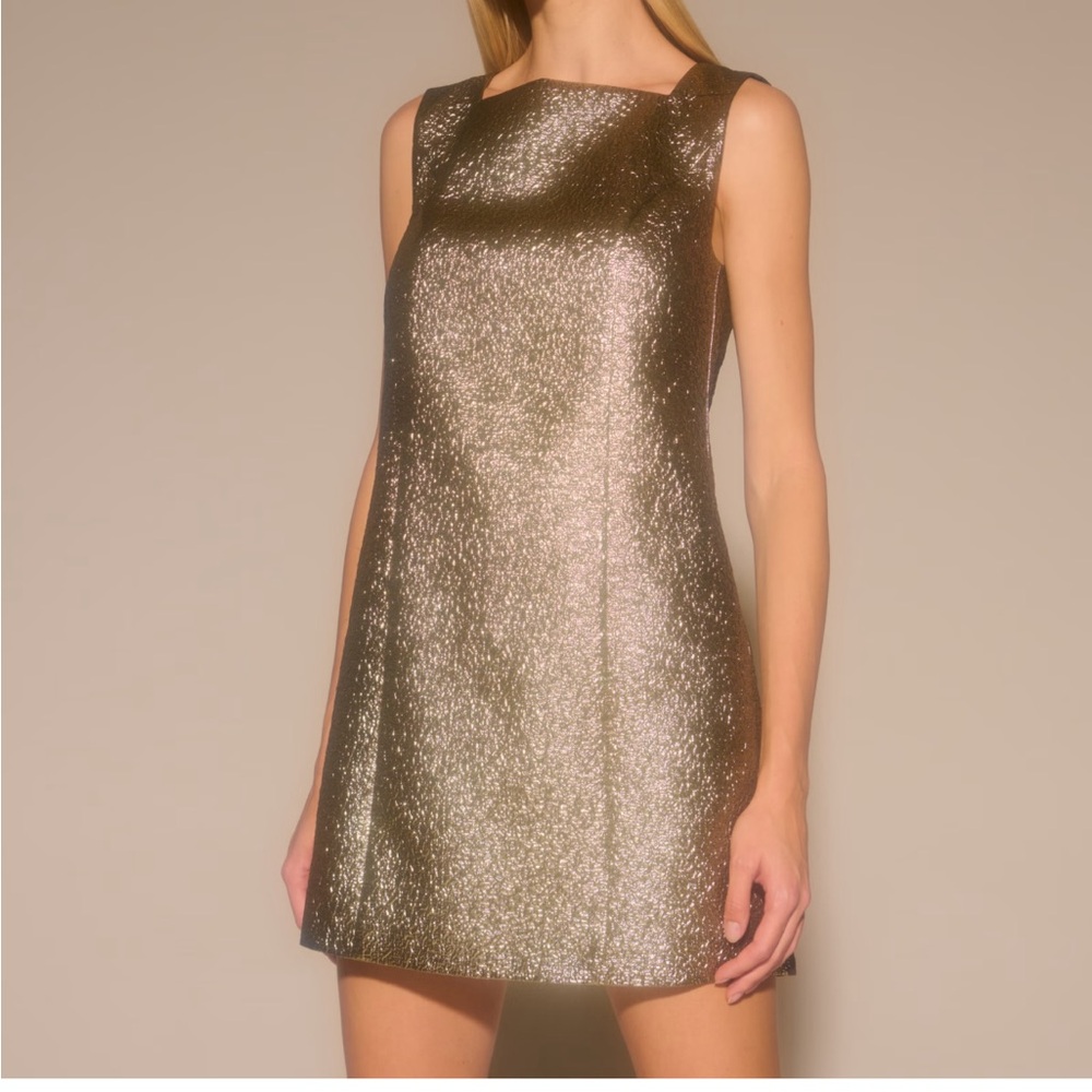 Abercrombie and fitch Metallic High-Neck Shift Mini Dress
